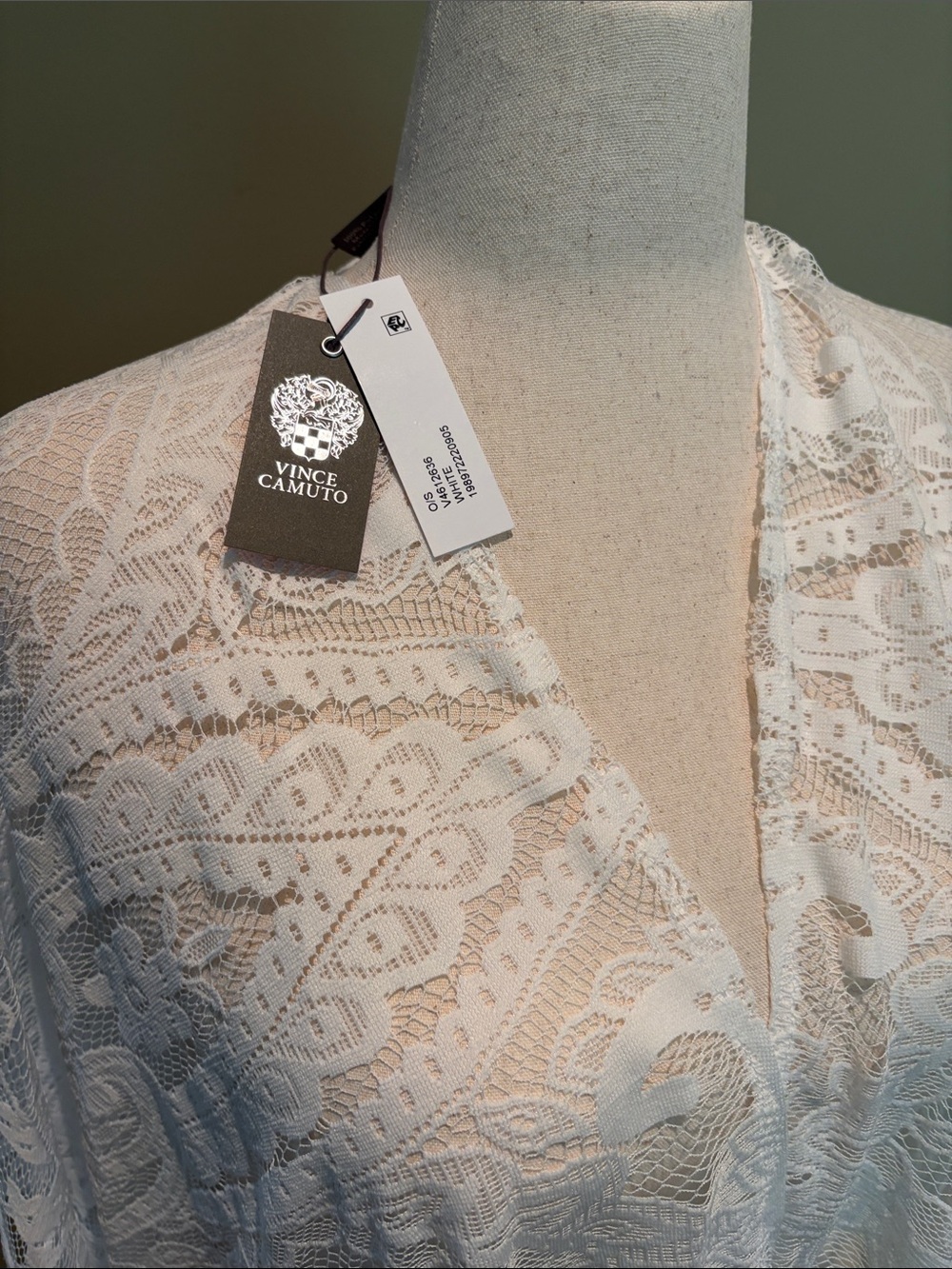 Vince Camuto Ivory Floral Lace Open-Front Cover-Up - Picture 2 of 11